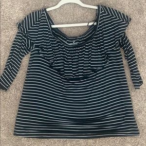 Off the shoulder striped quarter length